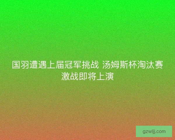 国羽遭遇上届冠军挑战 汤姆斯杯淘汰赛激战即将上演