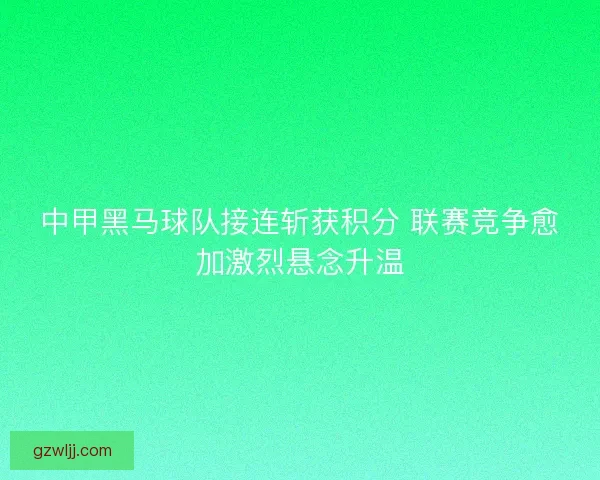 中甲黑马球队接连斩获积分 联赛竞争愈加激烈悬念升温