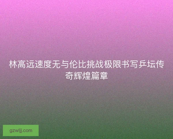 林高远速度无与伦比挑战极限书写乒坛传奇辉煌篇章 林高远速度无与伦比挑战极限书写乒坛传奇辉煌篇章