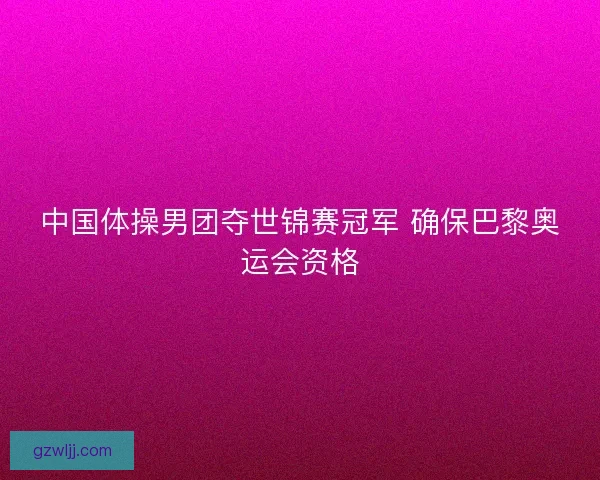 中国体操男团夺世锦赛冠军 确保巴黎奥运会资格 中国体操男团夺世锦赛冠军 确保巴黎奥运会资格
