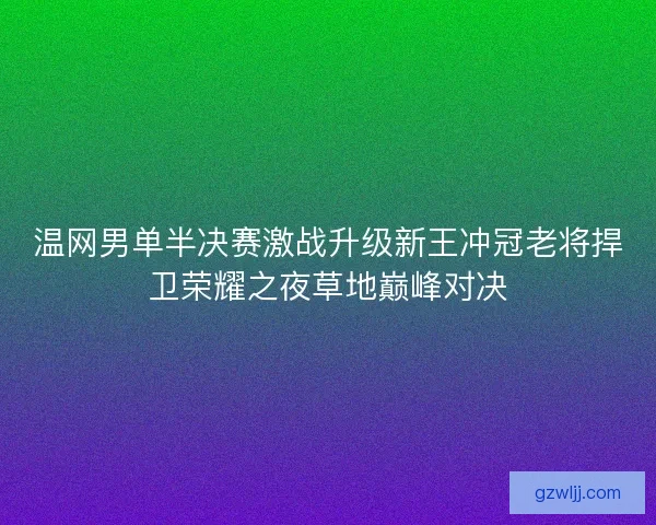 温网男单半决赛激战升级新王冲冠老将捍卫荣耀之夜草地巅峰对决 温网男单半决赛激战升级新王冲冠老将捍卫荣耀之夜草地巅峰对决