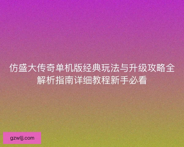 仿盛大传奇单机版经典玩法与升级攻略全解析指南详细教程新手必看 仿盛大传奇单机版经典玩法与升级攻略全解析指南详细教程新手必看